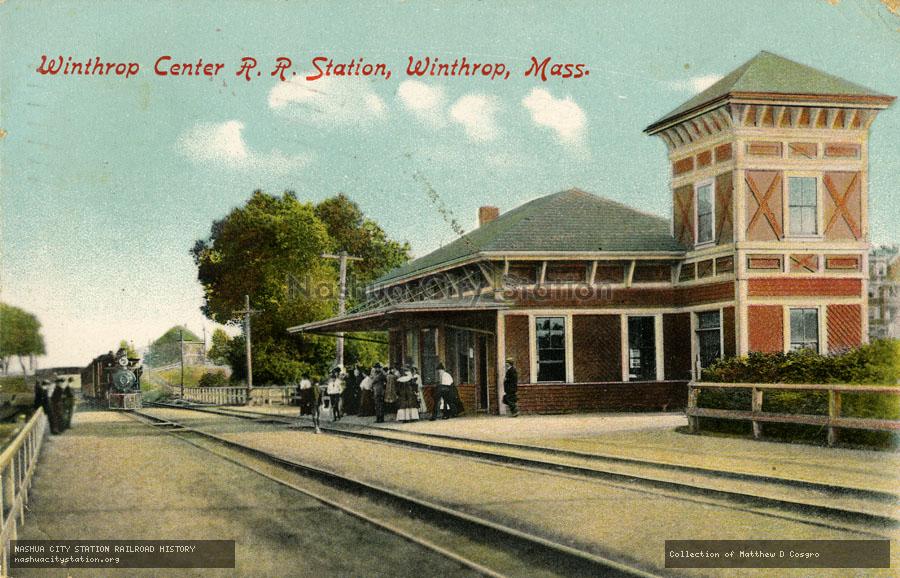 Postcard: Winthrop Center Railroad Station, Winthrop, Massachusetts
